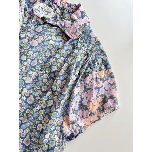 AMERICAN EAGLE Resort Blue Floral Cotton Poplin Short Sleeve Shirt, Size M - Picture 6 of 12